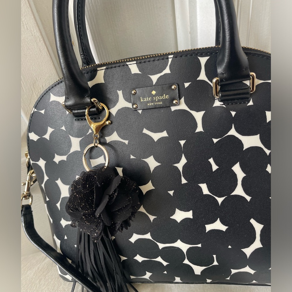 Kate Spade Black and White Polka Dot Satchel like new - Picture 2 of 11